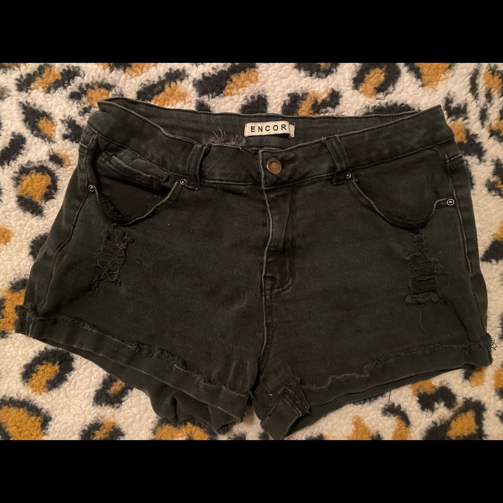 Black jean shorts